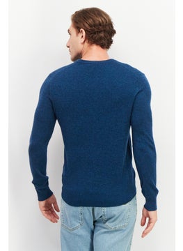 Celio Men Crew Neck Long Sleeve Embroidered Sweatshirts, Teal Blue  - Image 3