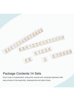 MECCANIXITY Adjustable Removable Mini Cube Price Tag Display Number Letter Price Label Stand Block Kit For Shop Counter Gold On Clear,6.3X9Mm,14 Sets  - Image 2