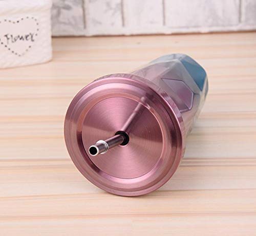 GNEXIN Water Cup Stainless Steel Cup Straw Drinking Bottle Home School Office Diamond Shape with Straw Car Coffee Mug Straw Thermos Car Water Mug500 ML Multicolor - Image 5
