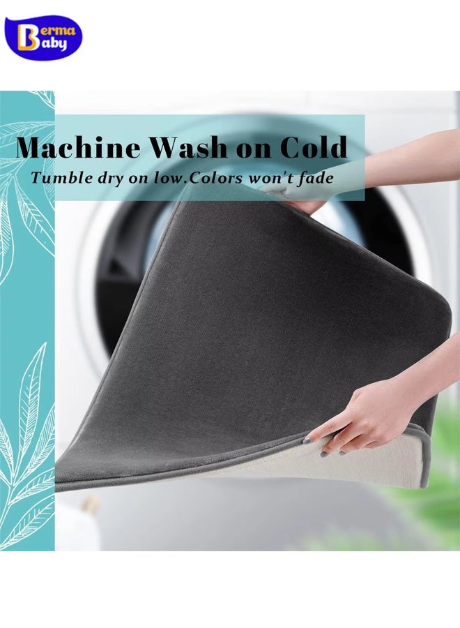 Berma Baby سجادة بلون سادة من الصوف المرجاني، سجادة أرضية سميكة من الإسفنج المنقوش، سجادة حمام فائقة النعومة غير قابلة للانزلاق، سجادة قدم ماصة غير قابلة للانزلاق، قابلة للغسل في الغسالة، مناسبة للحمام والدش وحوض الاستحمام (جمل - 40*60 سم) - Image 4