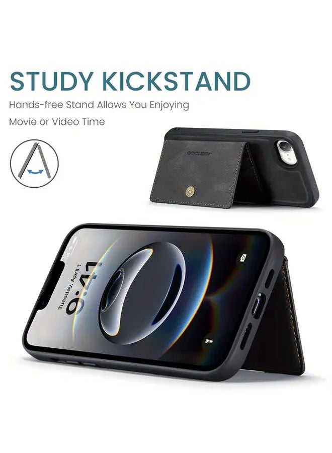 Blue Magnetic Card Insert Protective Case Stand For Apple iPhone 16e - Image 4