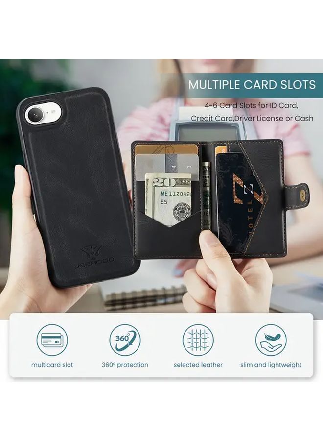 Blue Magnetic Card Insert Protective Case Stand For Apple iPhone 16e - Image 5