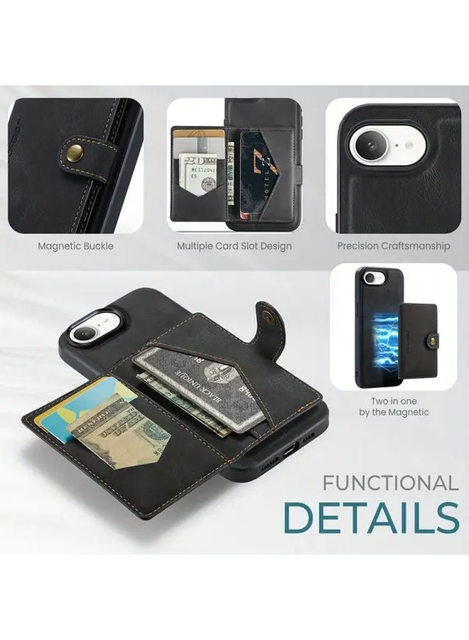 Blue Magnetic Card Insert Protective Case Stand For Apple iPhone 16e - Image 2