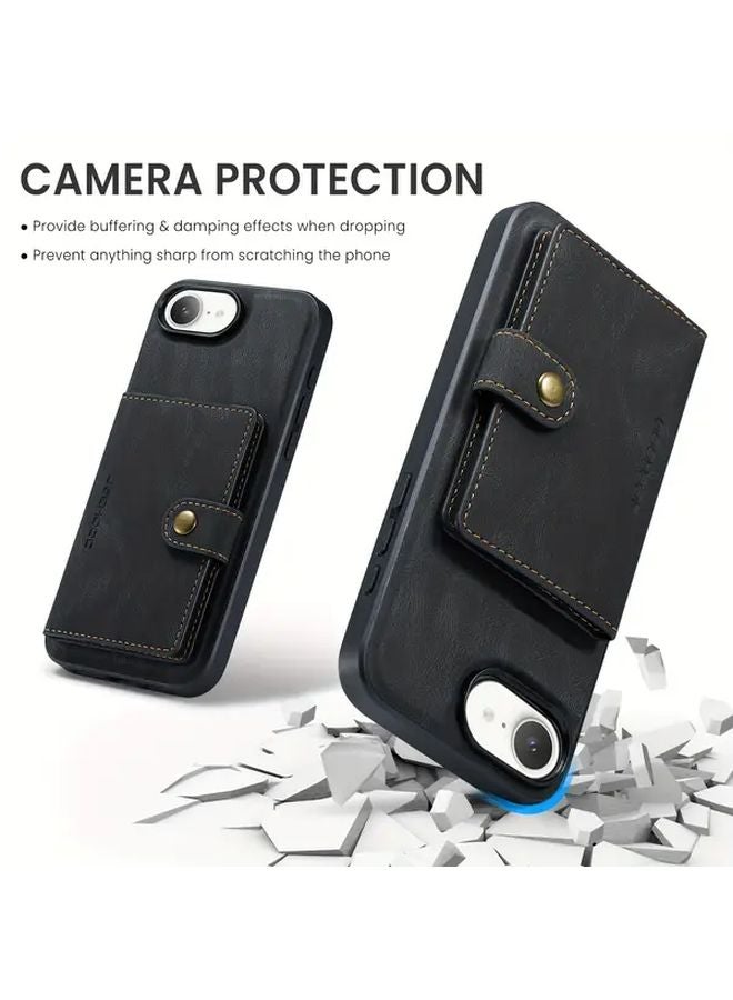 Blue Magnetic Card Insert Protective Case Stand For Apple iPhone 16e - Image 3
