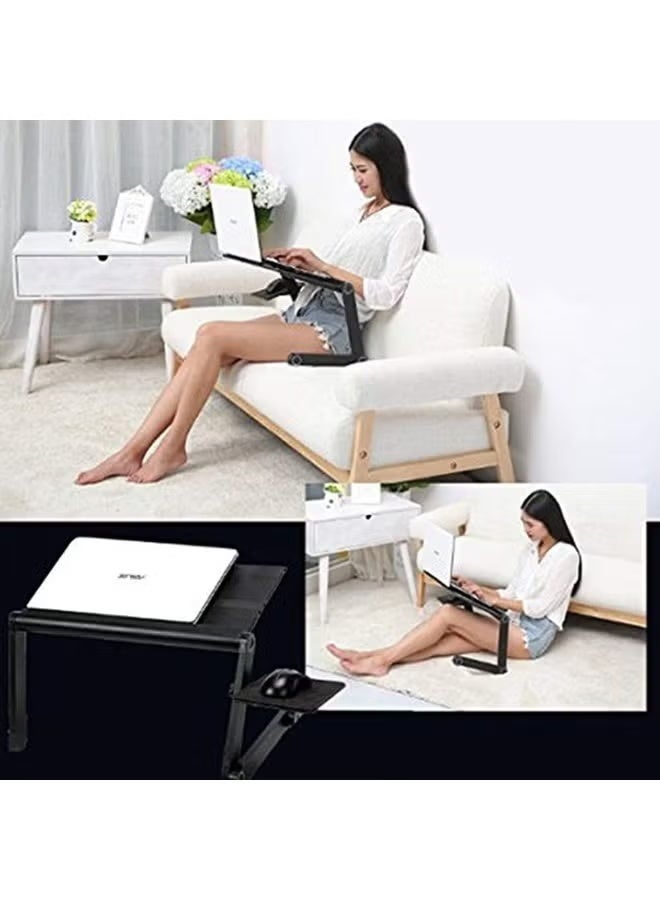 Adjustable Laptop Table with Mouse Pad & 360° Ventilation Slots, Portable Foldable Laptop Stand for Bed, Sofa, Office & Study - Image 2