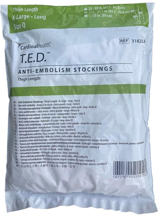 Cardinal Health - T.E.D. Anti-Embolism Stockings Thigh Length, X-Large Long, Size Q - Image 1