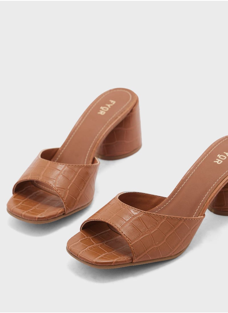 Block Mid Heel Sandals