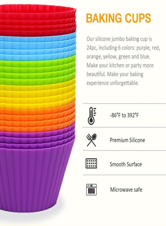 Pharamat Extra Large Silicone Cupcake Muffin Cups 24 Pack, 3.54 Inch Cupcake and Muffin Liners, Reusable Jumbo Silicone Baking Cups for Cupcakes, Muffin(Multicolor) - Image 3
