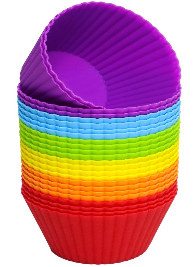 Pharamat Extra Large Silicone Cupcake Muffin Cups 24 Pack, 3.54 Inch Cupcake and Muffin Liners, Reusable Jumbo Silicone Baking Cups for Cupcakes, Muffin(Multicolor) - Image 1