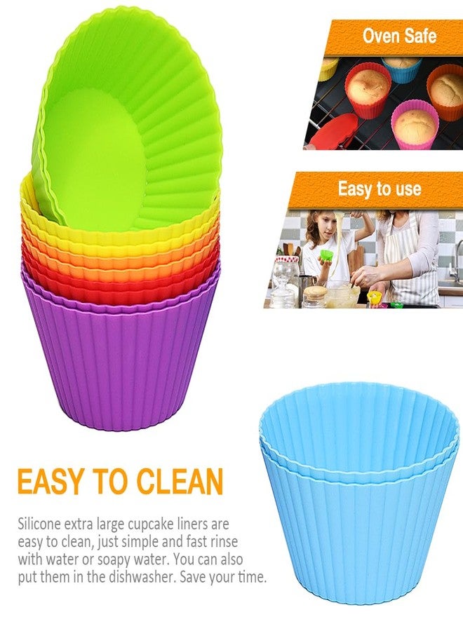 Pharamat Extra Large Silicone Cupcake Muffin Cups 24 Pack, 3.54 Inch Cupcake and Muffin Liners, Reusable Jumbo Silicone Baking Cups for Cupcakes, Muffin(Multicolor) - Image 5