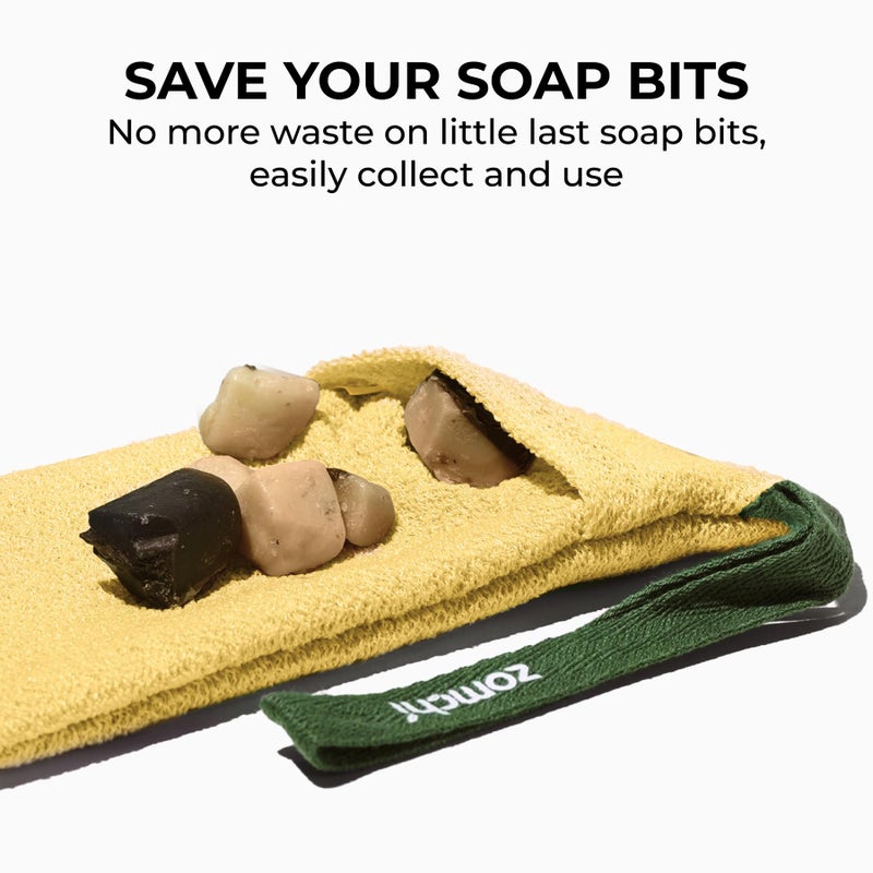 ZOMCHI Bar Soap Saver Bag with Different Roughness, Exfoliating Soap Bag, Soap Pouch for Body Wash (2 Pieces, Yellow) - Image 3