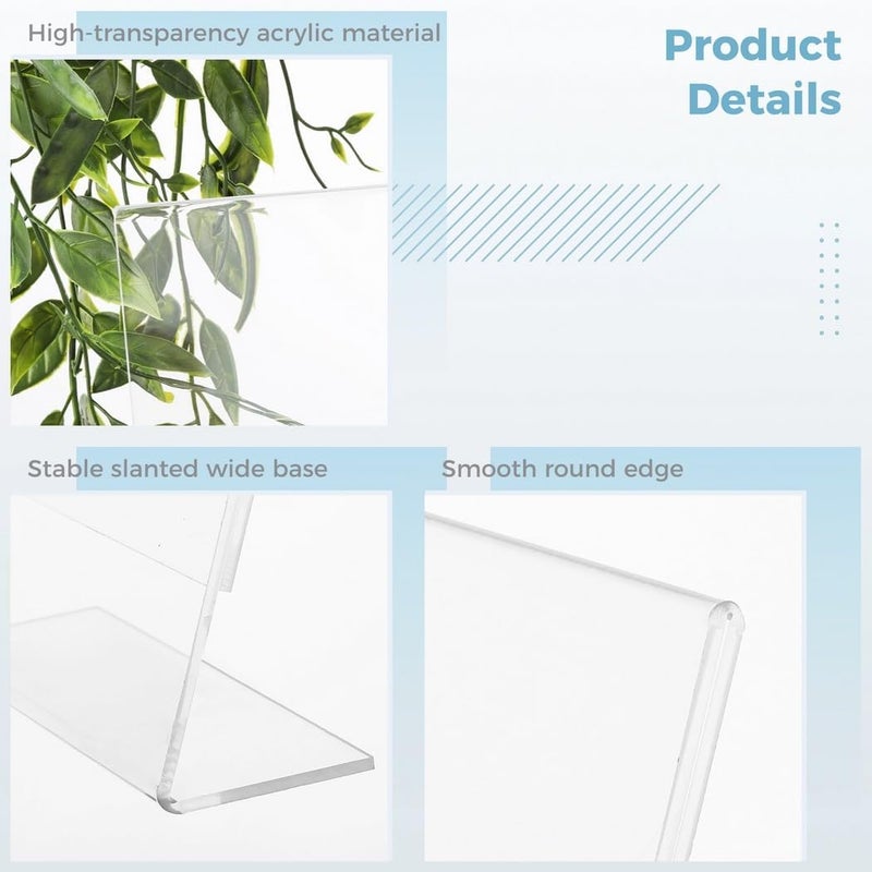 6-Pack 6X4 Clear Acrylic Sign Stands, Slanted Photo Frames For Tables, Plastic Display Holders For Menus, Restaurants, Offices - Image 4