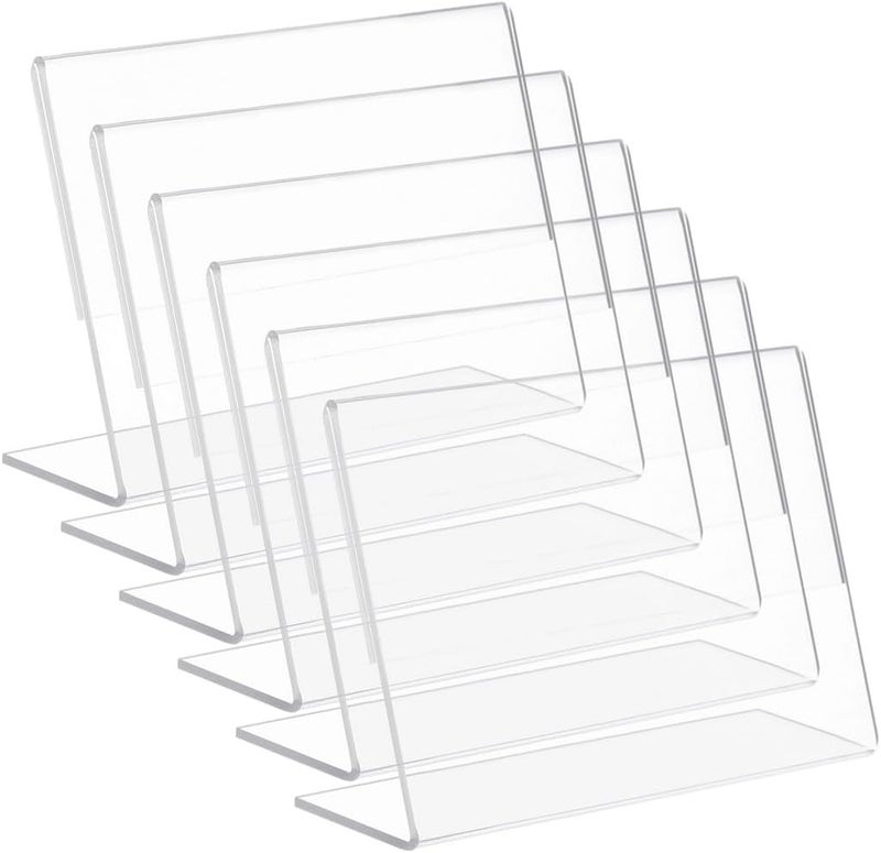 6-Pack 6X4 Clear Acrylic Sign Stands, Slanted Photo Frames For Tables, Plastic Display Holders For Menus, Restaurants, Offices - Image 2