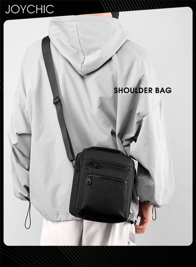 Joychic Simple Casual Style Wear Resistant Crossbody Bag for Men Large Capacity Multi Pocket Shoulder Bag with Adjustable Straps for Phone Passport Black - Image 1