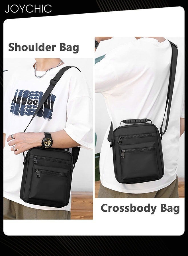 Joychic Simple Casual Style Wear Resistant Crossbody Bag for Men Large Capacity Multi Pocket Shoulder Bag with Adjustable Straps for Phone Passport Black - Image 3
