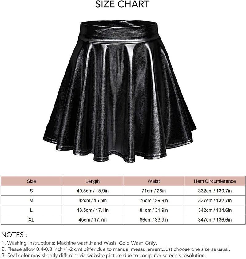klarako Womens Metallic Skirt, A Line Pleated Skirt Shiny Polyester Fiber Pleated Solid Color Mini Flowy Hem for Party - Image 5