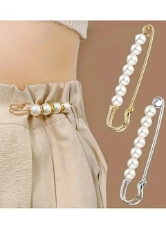 Rozino Faux Pearl Waist Pin Scarf Safety Hijab Clip Shawl Buckle Pin Brooch Sweater Pins Brooches For Women  - Image 1