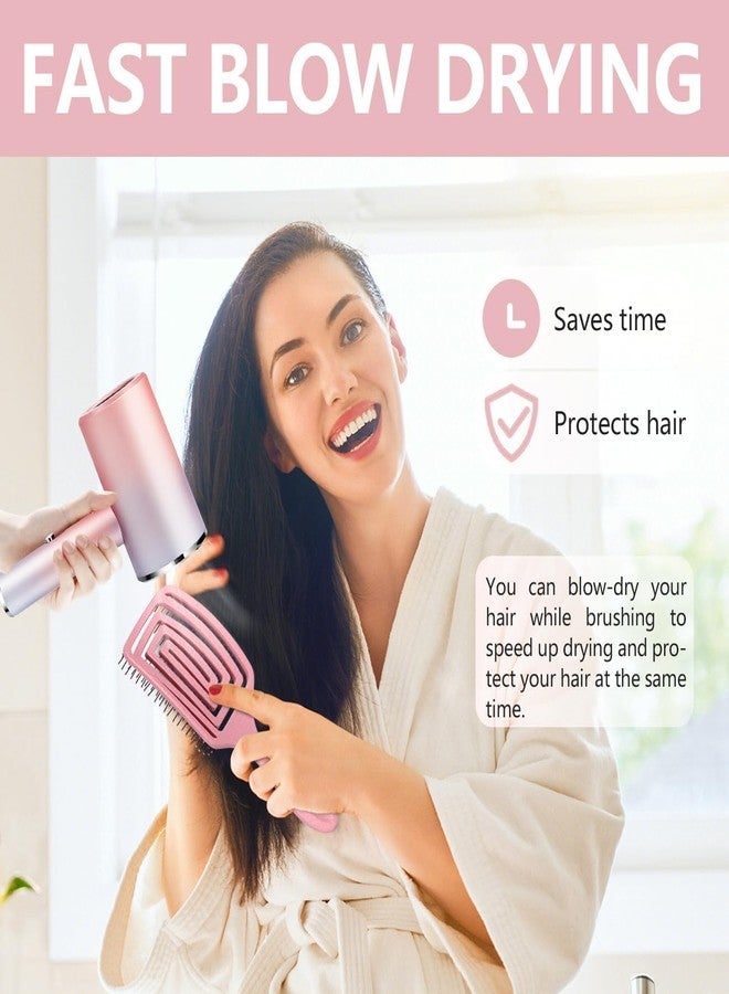 KESESU Hair Brush, Professional Curved Vented Brush for Faster Blow Drying for Women, Men, Paddle Detangling Brush for Wet Dry Curly Thick Straight Hair (Pink) - Image 3