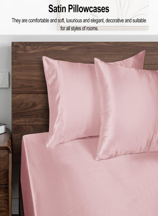 Lirex Satin Pillowcase for Hair and Skin, Super Soft and Cooling Similar to Silk, 2 Pack Standard Size 20"X 26" Pillow Cases with Envelope Closure, Gifts for Women Men, Light Pink - Image 4