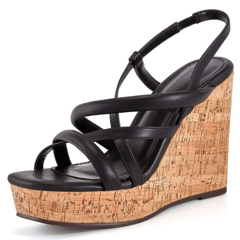 Coutgo Women Platform Wedge Sandals Cork Slingback Wedges Espadrilles Heels Summer Shoes - Image 1