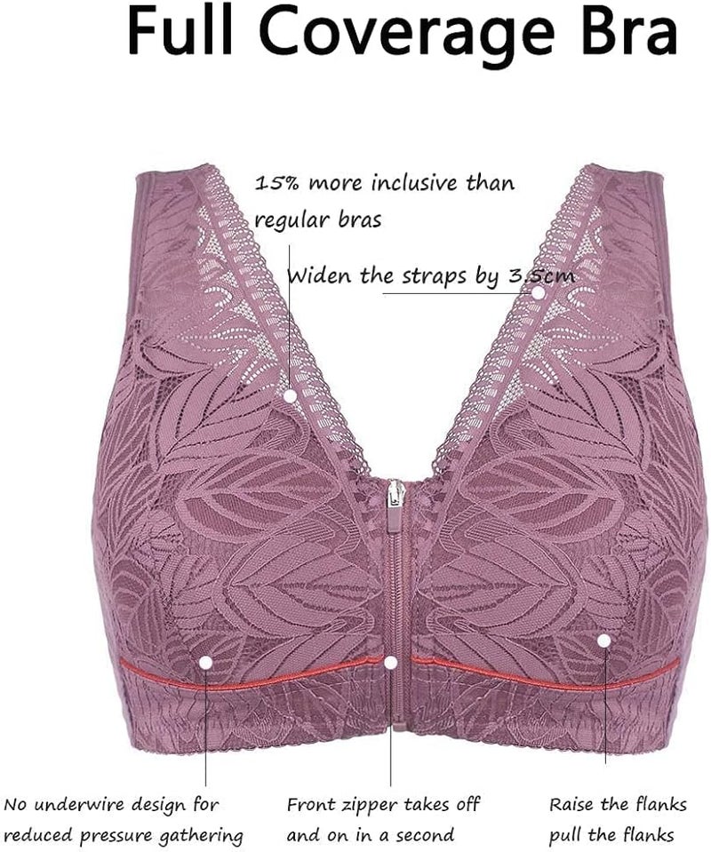 woobles Camilace Comfort Wireless Front C Bra, Front Cre Posture Corrector Seamless Full Coverage Bra for Women Small 2pcs B - Image 2