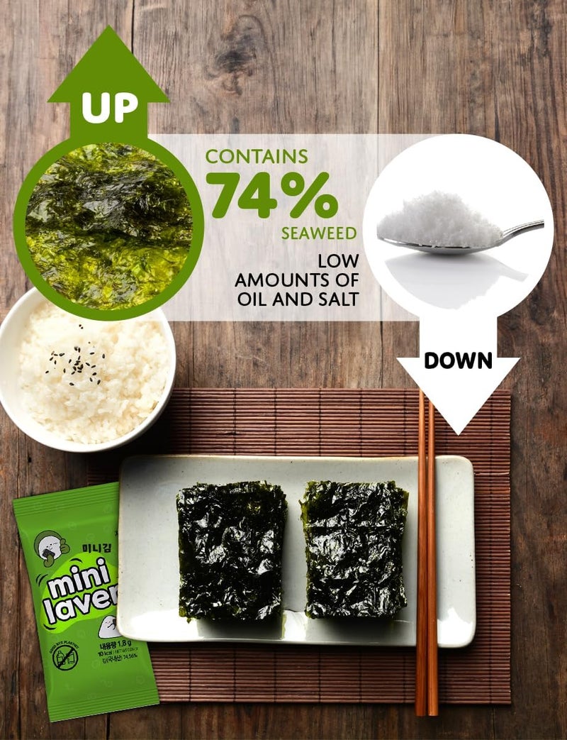 40 Count Organic Roasted Korean Seaweed Sheets - Keto Vegan Gluten Free Snack - Image 3