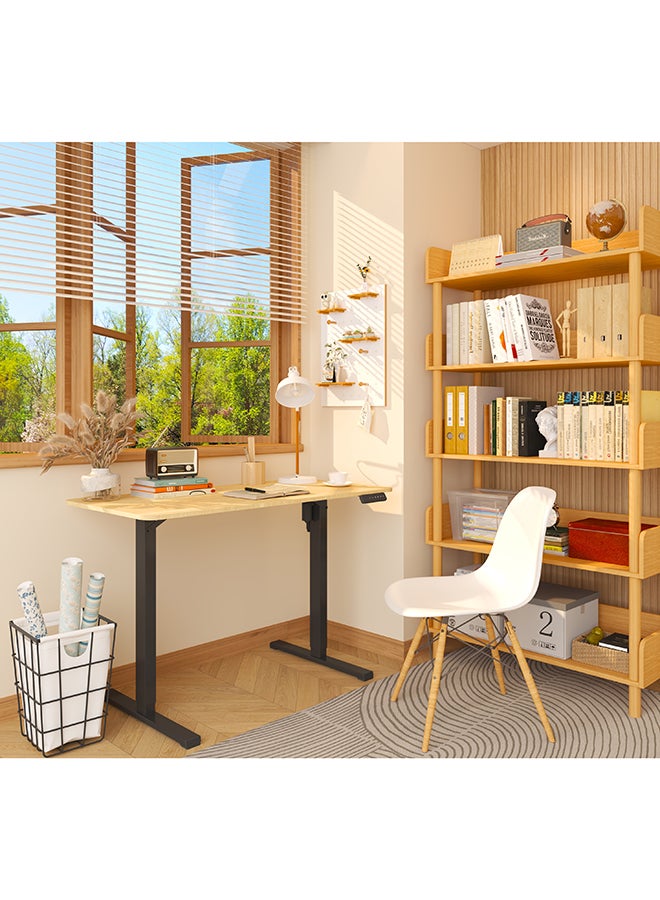 Flexispot Essential Standing Desk, FLEXISPOT Height Adjustable Standing Desk with Memory Controller, 120*60cm desktop, Electric Sit Stand Desk for Home and Office, Black & Maple - Image 2