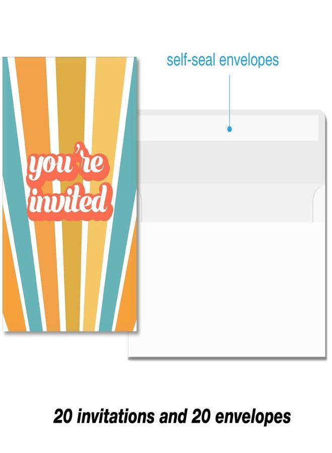 Soiceu Retro Sunshine Baby Shower Party Invitations with Envelopes Set of 20 Yellow Here Come the Son Sunshine Baby Shower Party Invites - Image 3