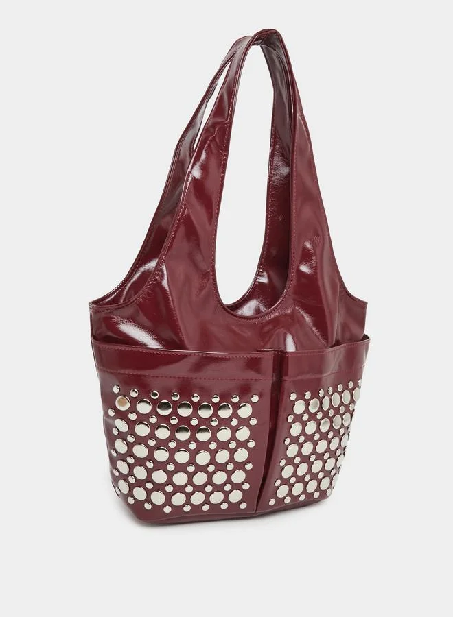 Styli Styli Studded Leather Shoulder Bag
