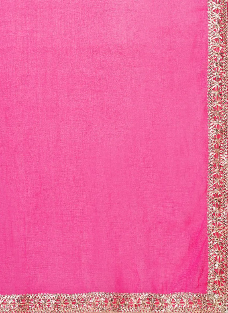 globus Globus Women Pink Floral Printed Regular Thread Work Kurta With Trousers & Dupatta