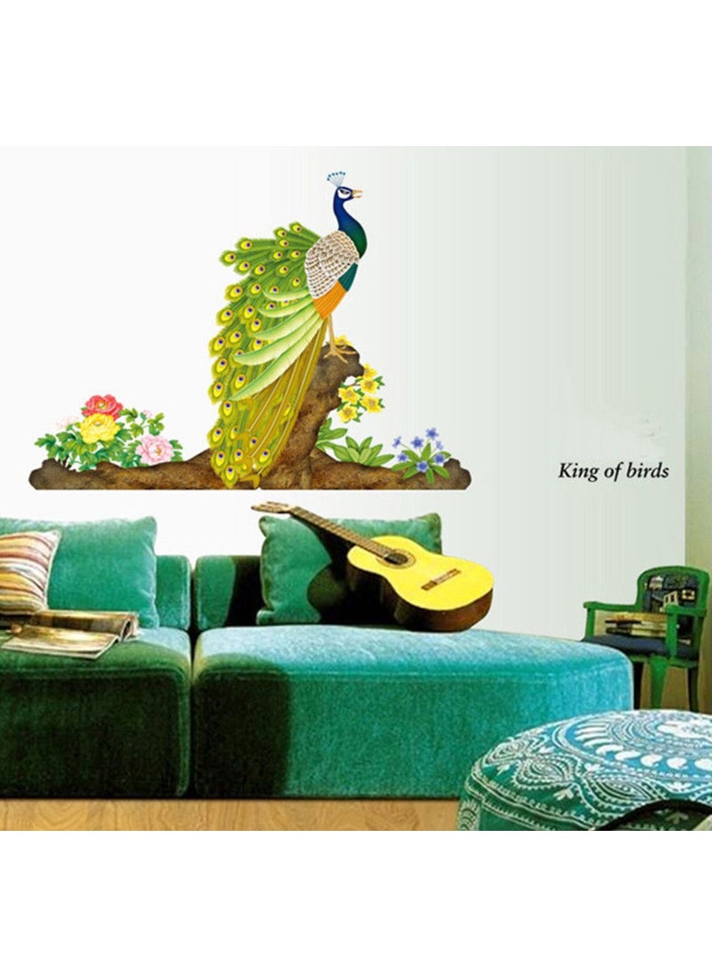 Decals Design Decals Design 'Peacock Bird' Wall Sticker (PVC Vinyl, 60 cm x 90 cm, Multicolour)  - Image 1