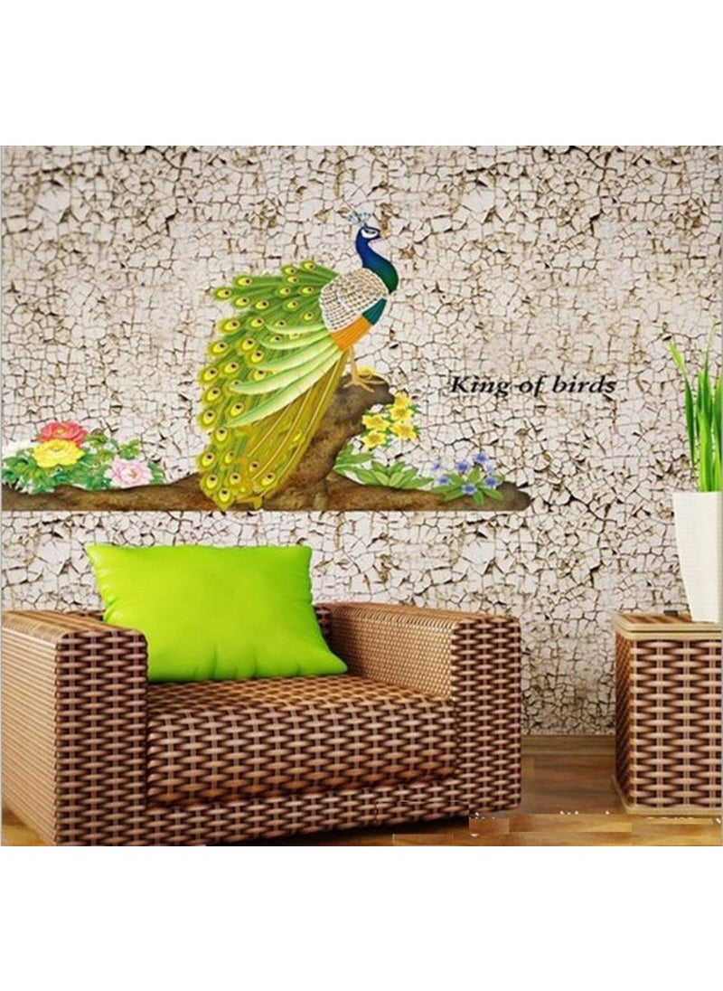 Decals Design Decals Design 'Peacock Bird' Wall Sticker (PVC Vinyl, 60 cm x 90 cm, Multicolour)  - Image 5