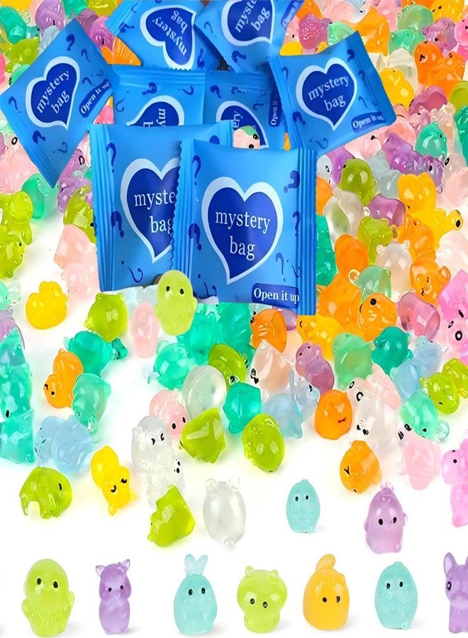 Treayes Mini Glow in The Dark Animal Resin Models, Mystery Resin Animals Blind Bag, Mini Luminous Farm Ocean Figures, Animal Miniatures for Fairy Garden Accessories, Random Design (50pcs) - Image 1
