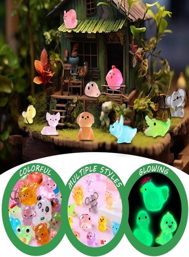 Treayes Mini Glow in The Dark Animal Resin Models, Mystery Resin Animals Blind Bag, Mini Luminous Farm Ocean Figures, Animal Miniatures for Fairy Garden Accessories, Random Design (50pcs) - Image 3