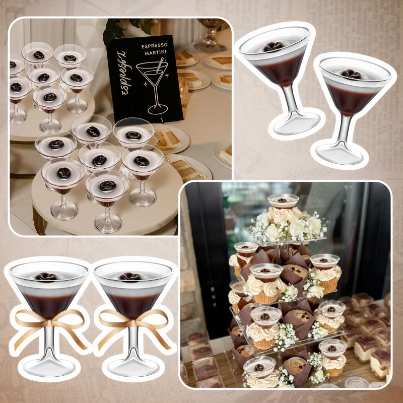 BrightRow 24 Pcs Mini Espresso Martini Cup Figurine a Tini Bit Older Party Decor Plastic Small Resin Figurine Martini Coffee Cup for Espresso Lover Birthday Bachelorette Bridal Shower(Simple) - Image 3