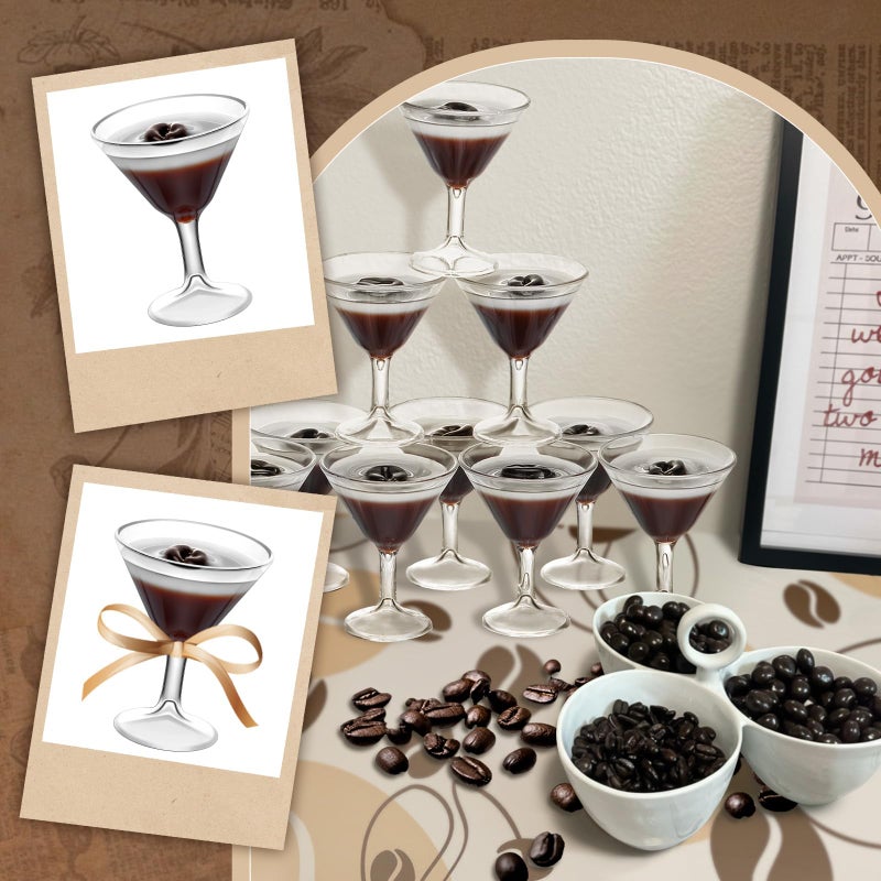 BrightRow 24 Pcs Mini Espresso Martini Cup Figurine a Tini Bit Older Party Decor Plastic Small Resin Figurine Martini Coffee Cup for Espresso Lover Birthday Bachelorette Bridal Shower(Simple) - Image 4