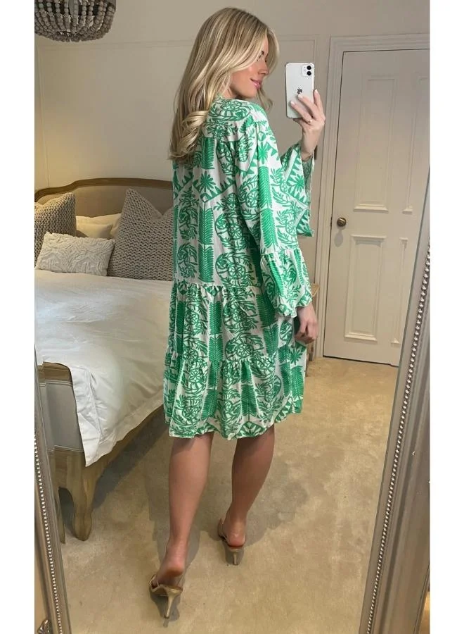 Hoxton Gal Printed Tiered Mini Dress