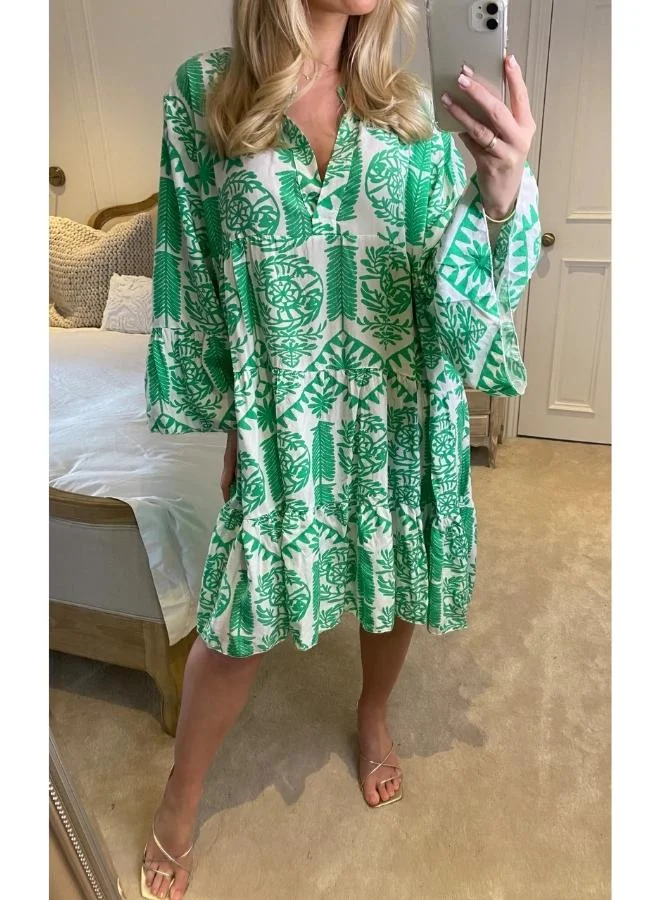 Hoxton Gal Printed Tiered Mini Dress