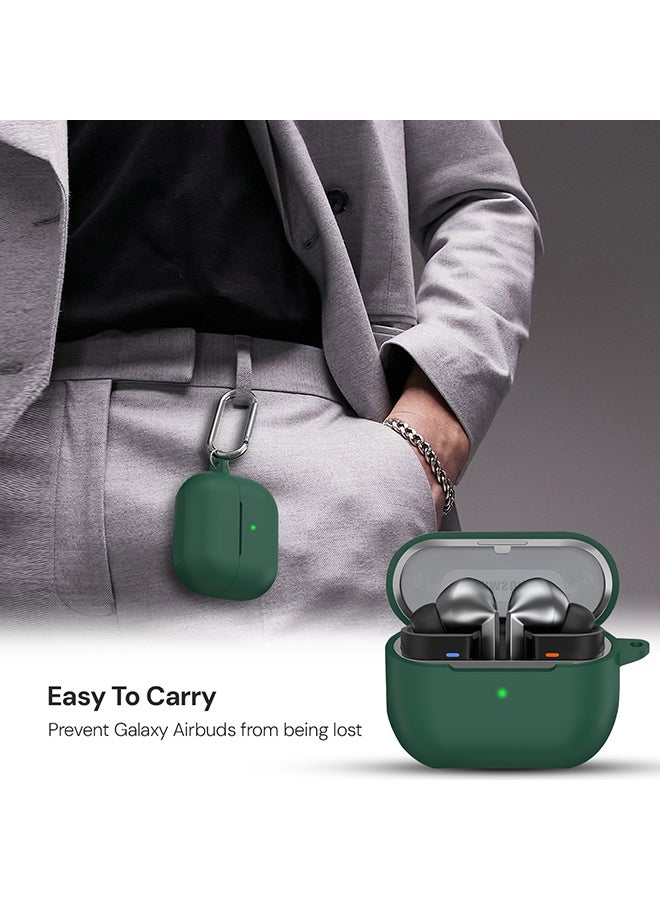O Ozone Silicone Case For Samsung Galaxy Buds 3 / 3 Pro Case Cover, Soft and Flexible Ultra-Thin Shockproof Cover Slim-Fit Anti-Fall Earphone Case Cover- Dark green  - Image 5