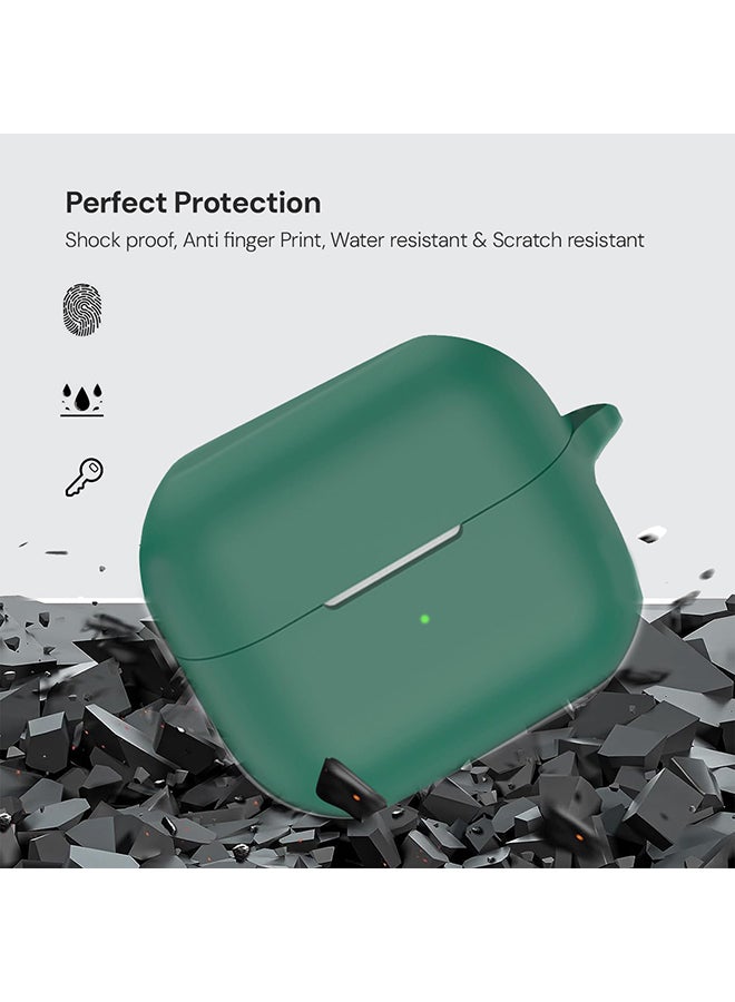 O Ozone Silicone Case For Samsung Galaxy Buds 3 / 3 Pro Case Cover, Soft and Flexible Ultra-Thin Shockproof Cover Slim-Fit Anti-Fall Earphone Case Cover- Dark green  - Image 4