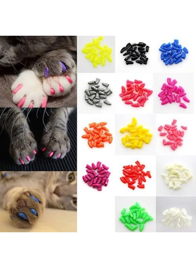 Pet Nail Caps for Cats & Dogs - Soft Silicone Claw Covers | Effective Anti-Scratch Solution to Protect Furniture & Floors | Safe, Durable & Comfortable with Adhesive Glue Included (Pack of 20).Random colors - Image 4