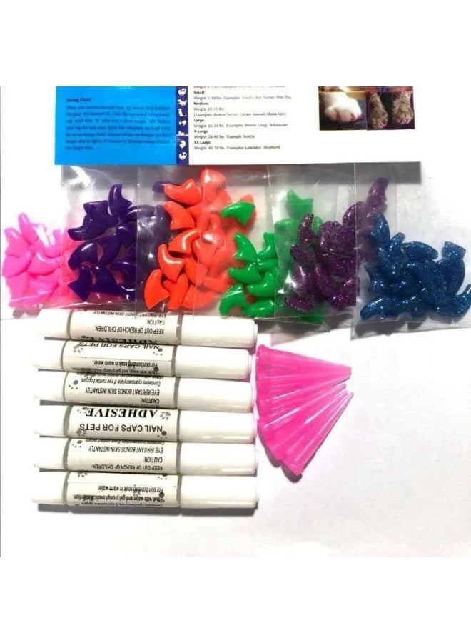 Pet Nail Caps for Cats & Dogs - Soft Silicone Claw Covers | Effective Anti-Scratch Solution to Protect Furniture & Floors | Safe, Durable & Comfortable with Adhesive Glue Included (Pack of 20).Random colors - Image 3