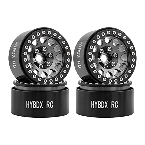 HYBDX Rc 19 Inch Aluminum Alloy Beadlock Wheel Rim Hub 4pcs Suit for 110 RC Crawler Axial SCX10 SCX10 II TRX4 RC4WD D90Grey 4 PCS - Image 1