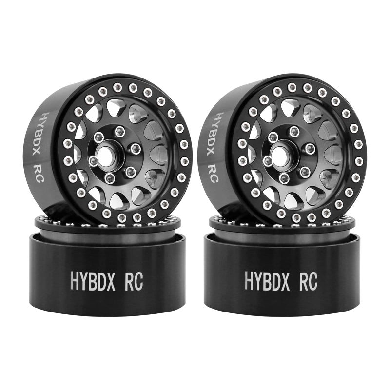 HYBDX Rc 19 Inch Aluminum Alloy Beadlock Wheel Rim Hub 4pcs Suit for 110 RC Crawler Axial SCX10 SCX10 II TRX4 RC4WD D90Grey 4 PCS - Image 2