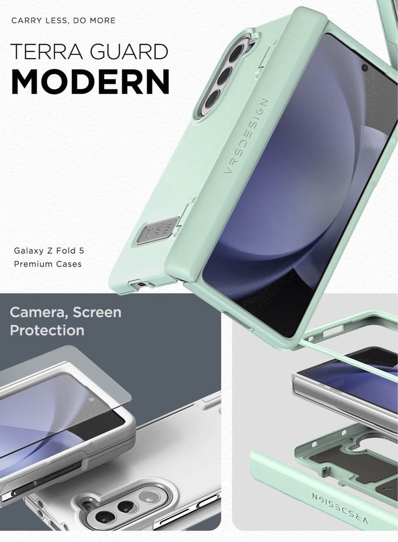 VRS Design Terra Guard Modern Samsung Galaxy Z Fold 5 Case Cover (2023) with Front Screen Protector - Marine Green - Image 3