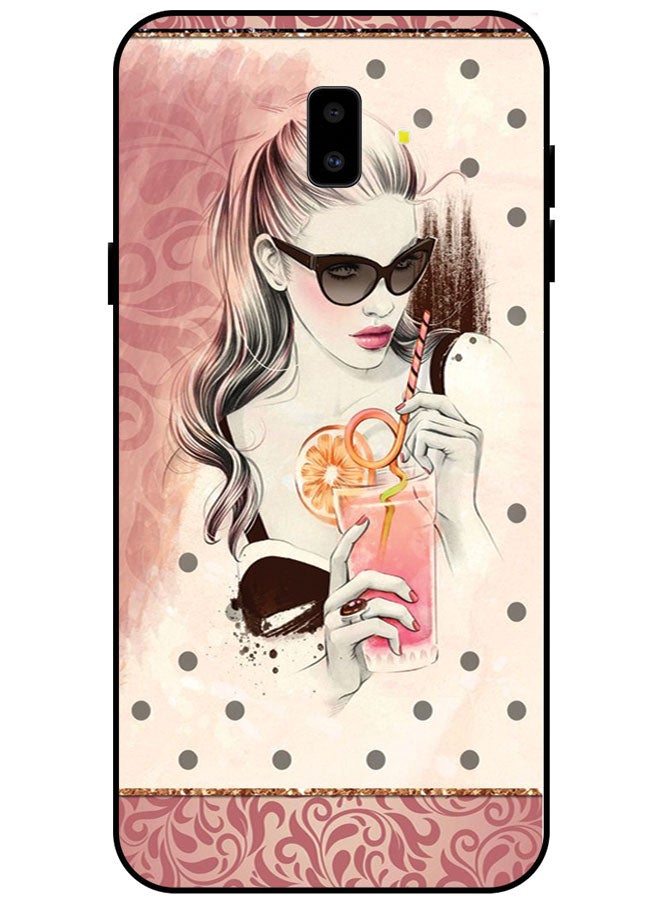 EYE CATCH Protective Case Cover For Samsung Galaxy J6 Smart Series Printed Protective Case Cover for Samsung J6 Girl Drinking Juice - Image 1