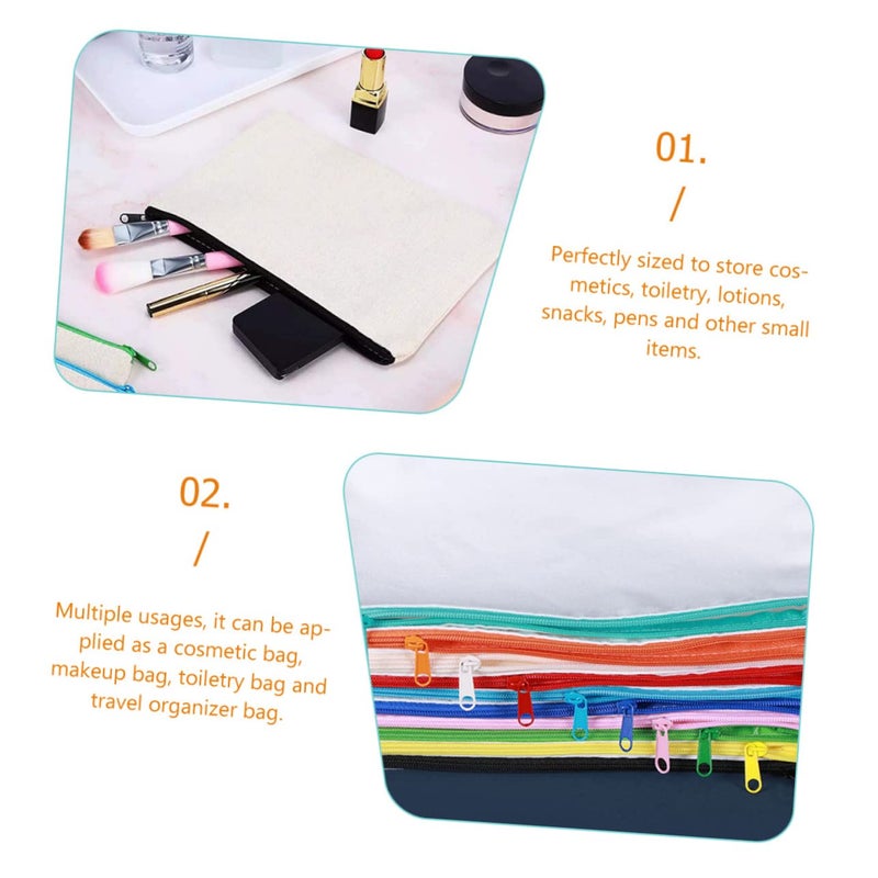 10 Pack Canvas Pencil Bag Travel Makeup Organizer Black - Image 3