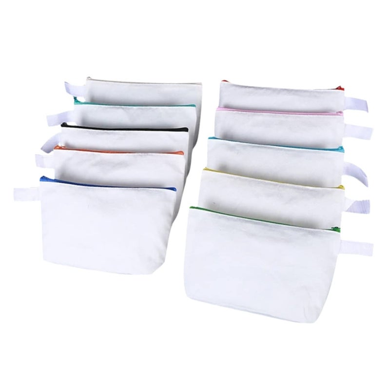 10 Pack Canvas Pencil Bag Travel Makeup Organizer Black - Image 2