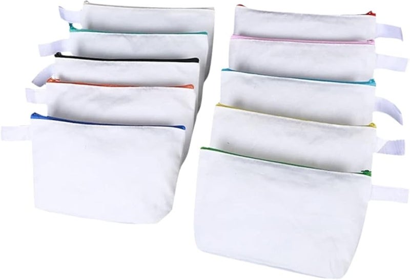 10 Pack Canvas Pencil Bag Travel Makeup Organizer Black - Image 1