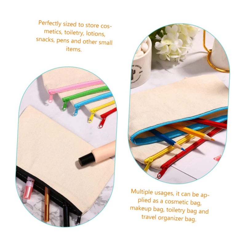 10 Pack Canvas Pencil Bag Travel Makeup Organizer Black - Image 5
